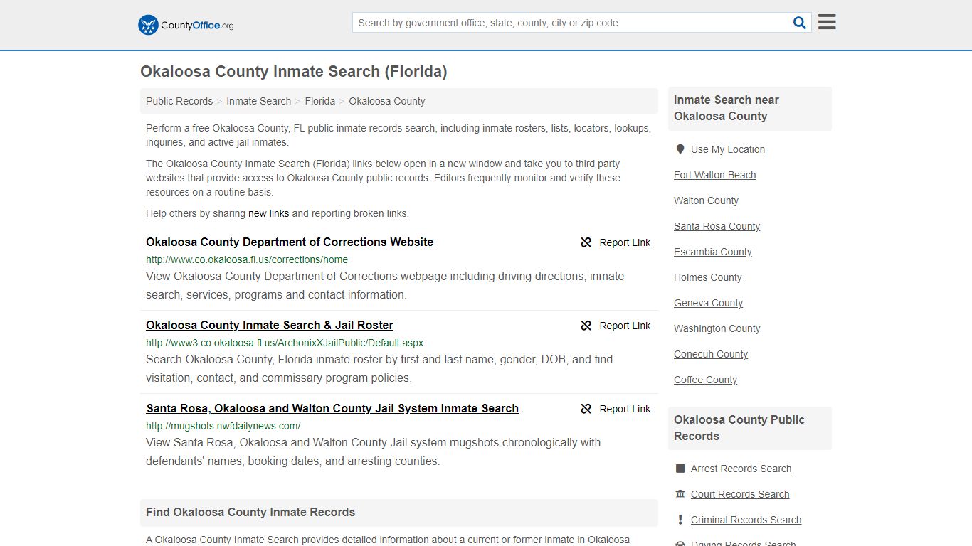 Inmate Search - Okaloosa County, FL (Inmate Rosters ...